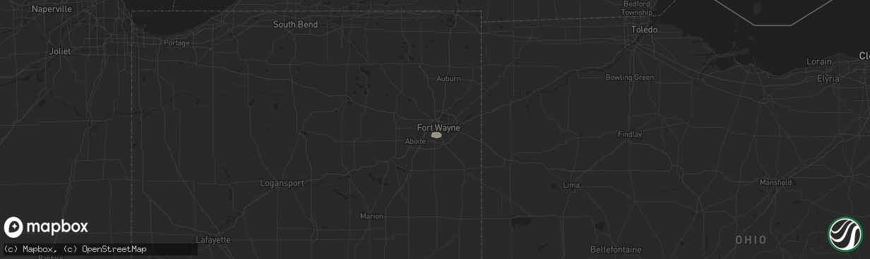 Hail map in Fort Wayne, IN on July 26, 2025