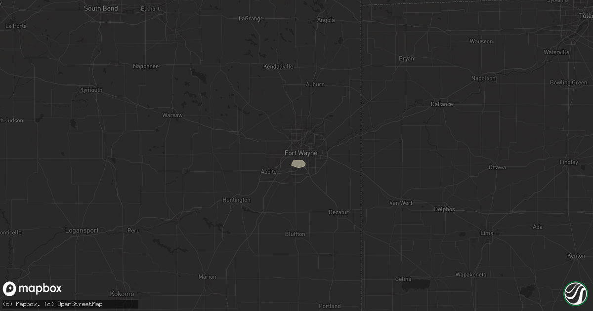Hail map in Fort Wayne, IN on July 26, 2025