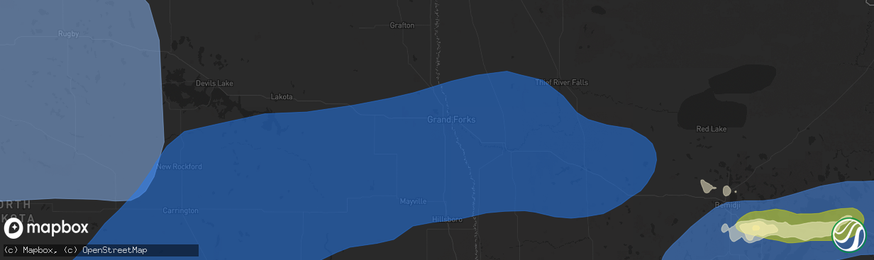 Hail map in Grand Forks, ND on July 26, 2025