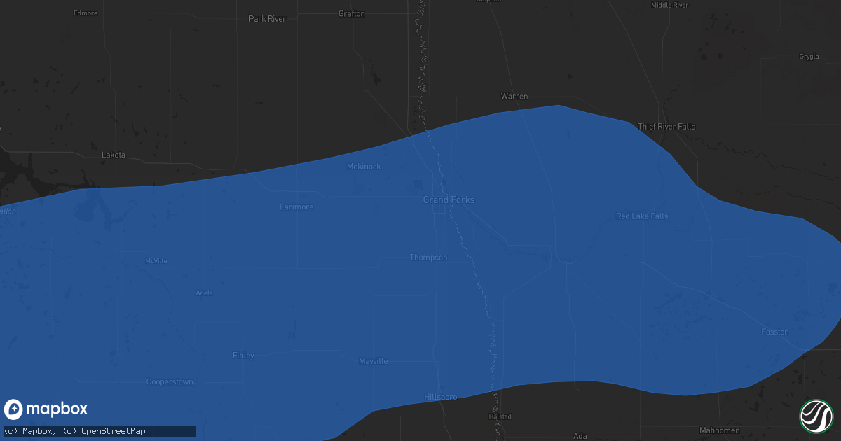 Hail map in Grand Forks, ND on July 26, 2025
