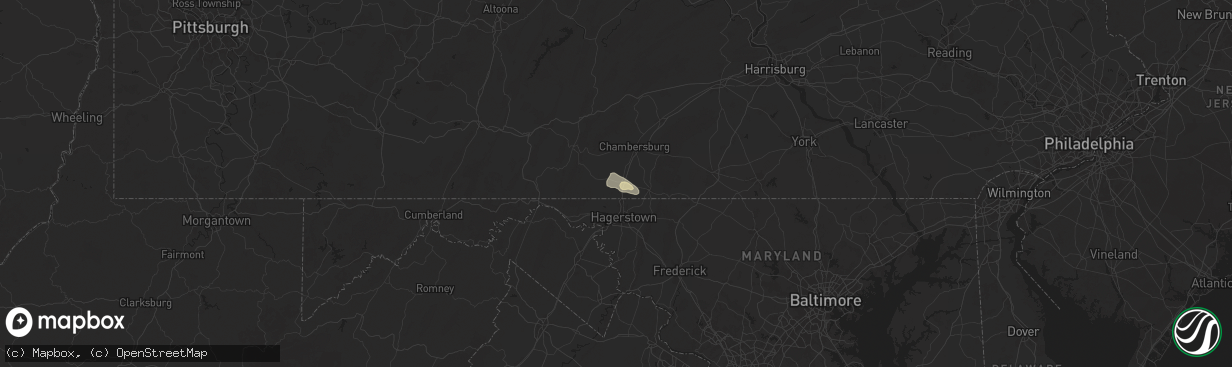 Hail map in Greencastle, PA on July 26, 2025