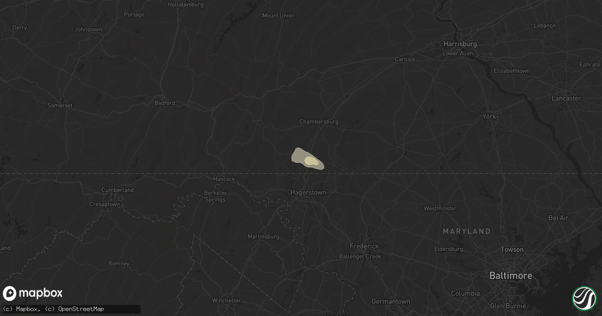 Hail map in Greencastle, PA on July 26, 2025
