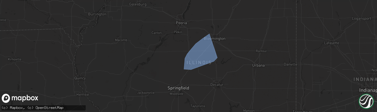 Hail map in Hartsburg, IL on July 26, 2025