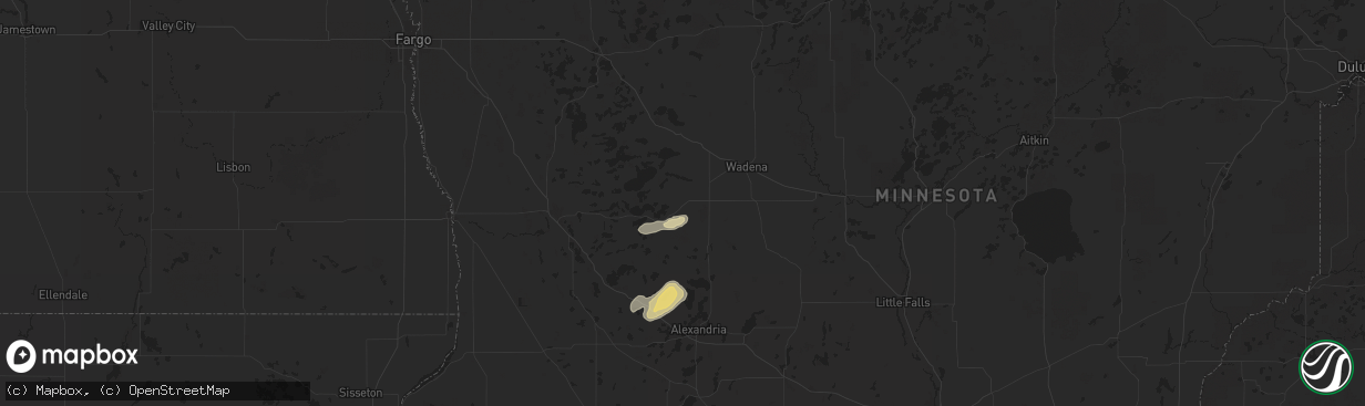 Hail map in Henning, MN on July 26, 2025