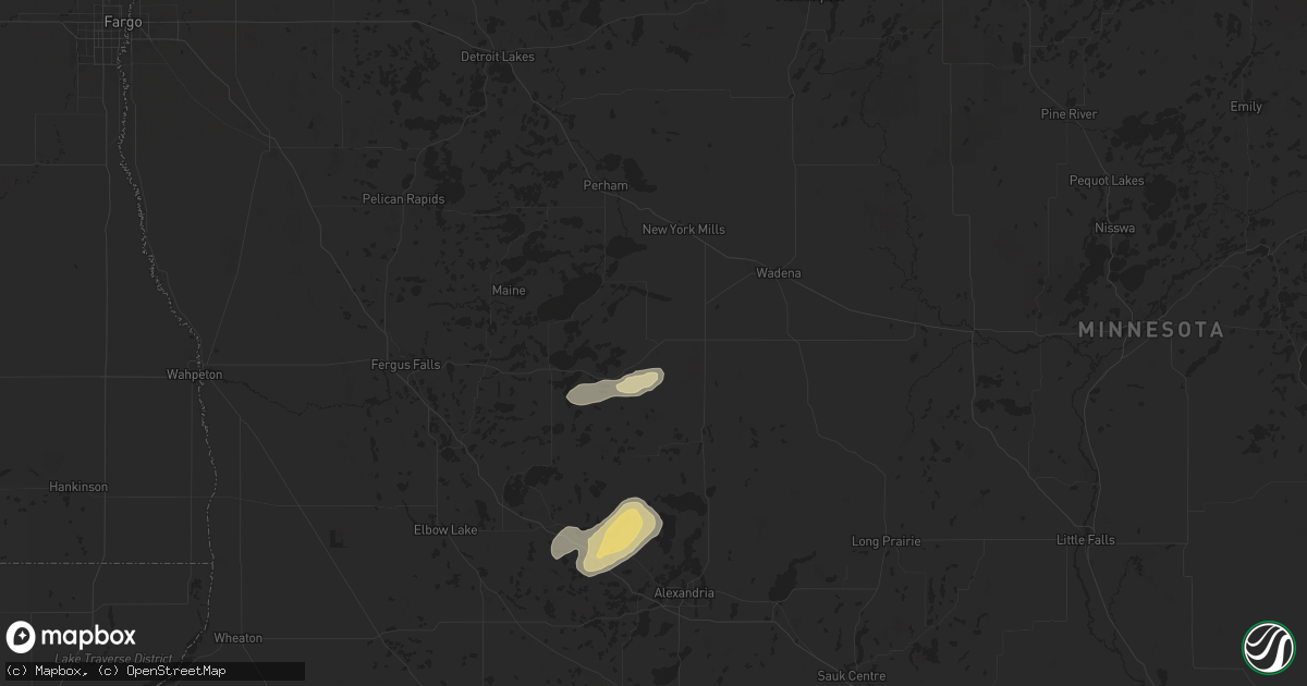 Hail map in Henning, MN on July 26, 2025