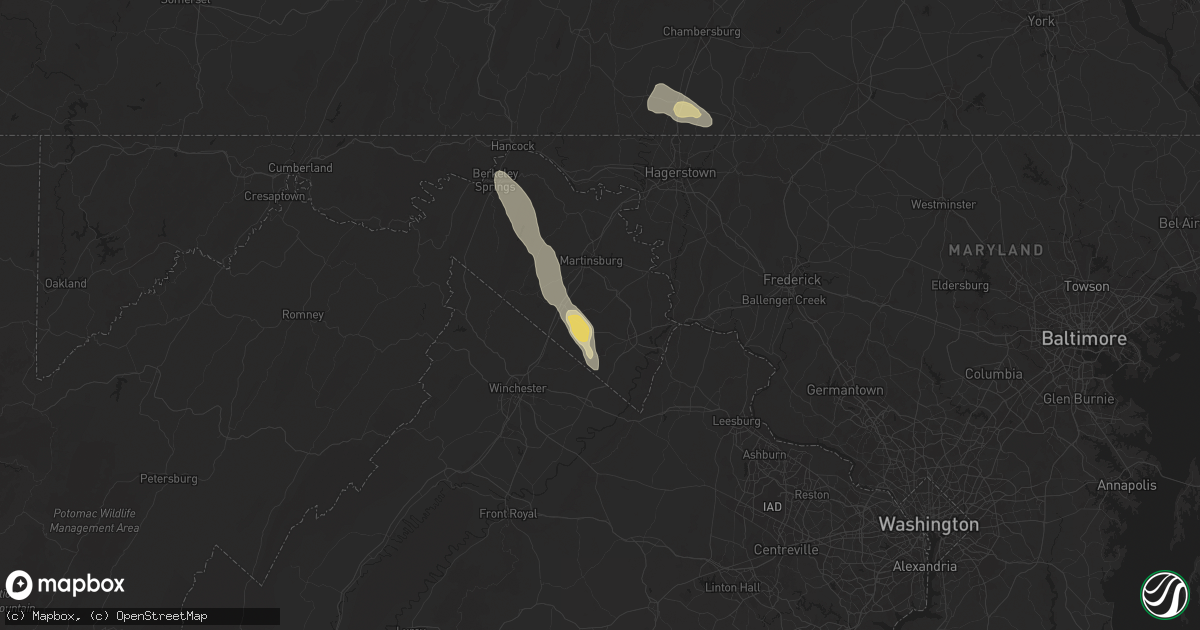 Hail map in Kearneysville, WV on July 26, 2025