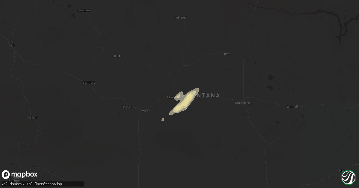 Hail map in Lewistown, MT on July 26, 2025