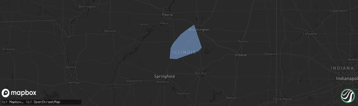 Hail map in Lincoln, IL on July 26, 2025
