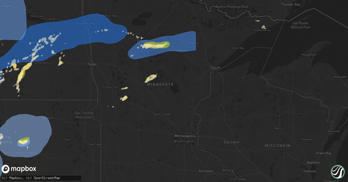 Hail map in Minnesota on July 26, 2025