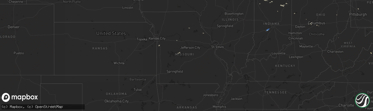 Hail map in Missouri on July 26, 2025