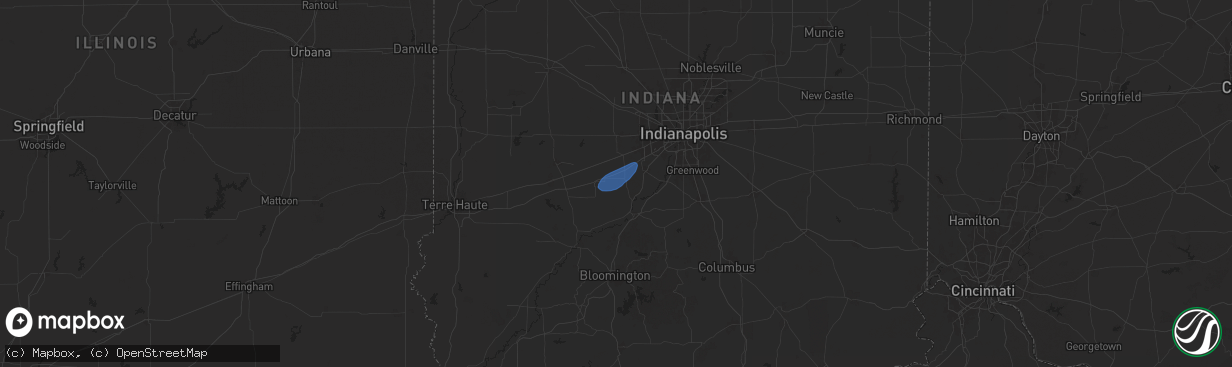 Hail map in Monrovia, IN on July 26, 2025