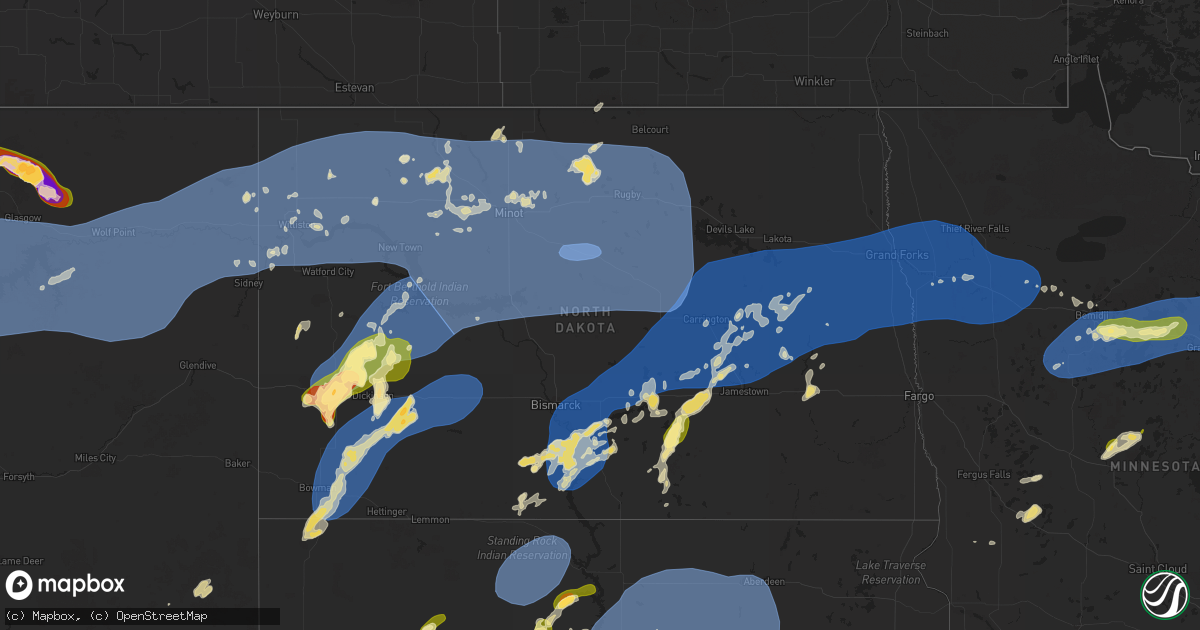 Hail map in North Dakota on July 26, 2025