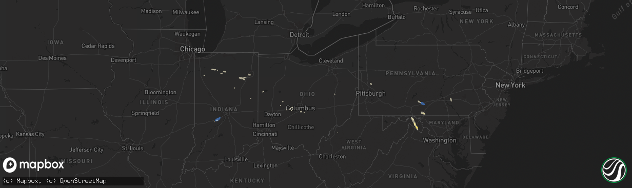Hail map in Ohio on July 26, 2025