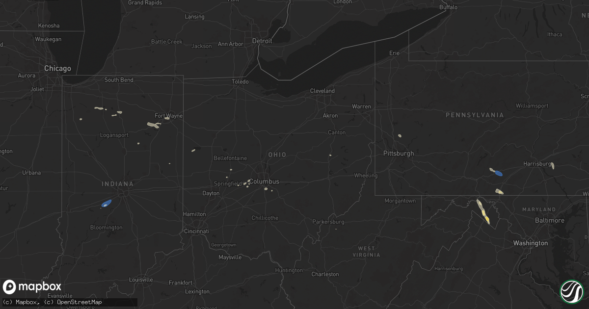 Hail map in Ohio on July 26, 2025