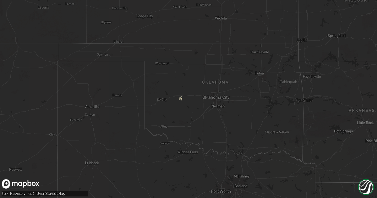 Hail map in Oklahoma on July 26, 2025