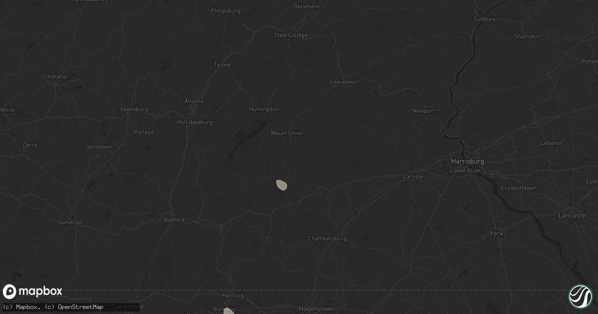 Hail map in Orbisonia, PA on July 26, 2025