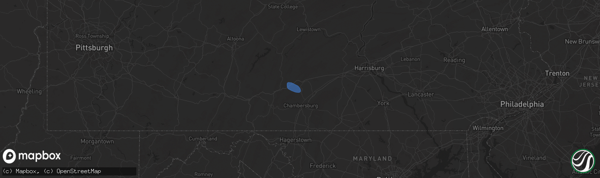 Hail map in Orrstown, PA on July 26, 2025