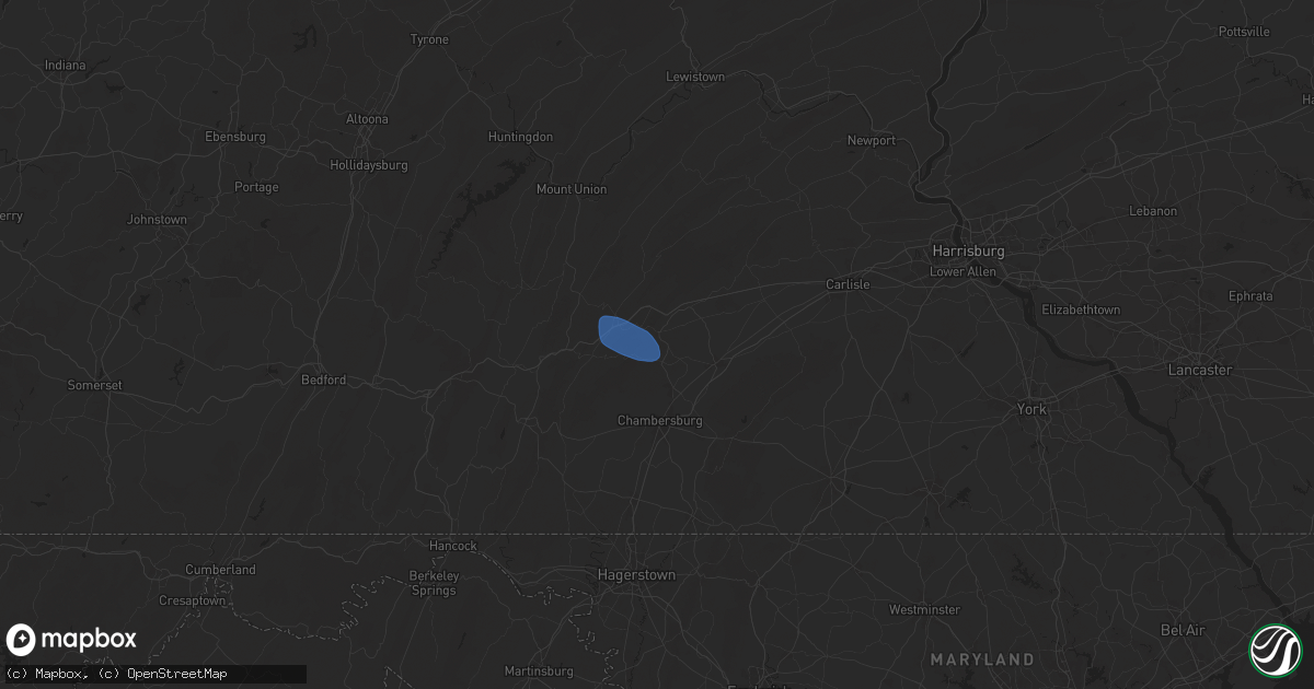 Hail map in Orrstown, PA on July 26, 2025