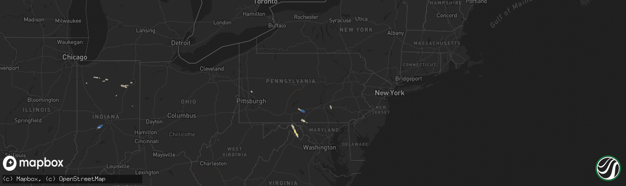 Hail map in Pennsylvania on July 26, 2025