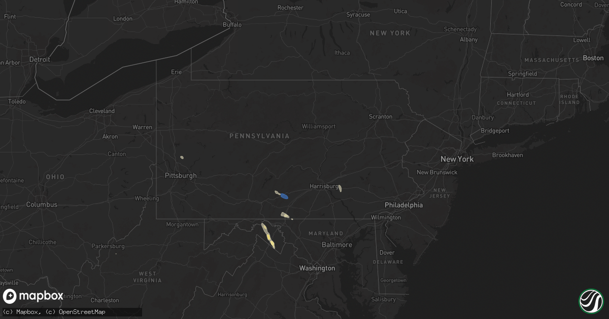 Hail map in Pennsylvania on July 26, 2025