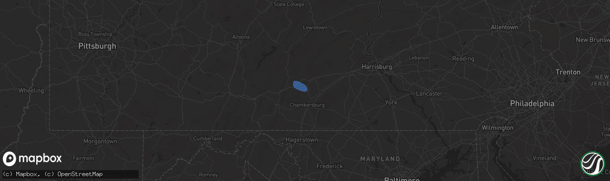 Hail map in Pleasant Hall, PA on July 26, 2025