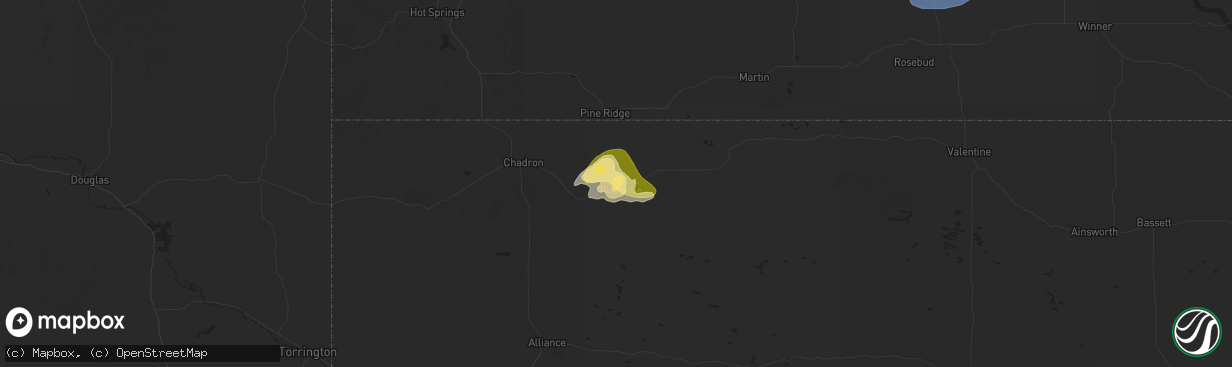 Hail map in Rushville, NE on July 26, 2025