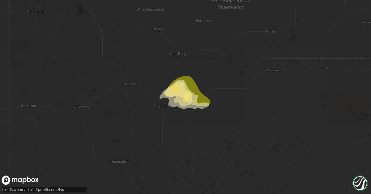 Hail map in Rushville, NE on July 26, 2025
