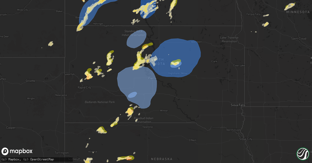 Hail map in South Dakota on July 26, 2025