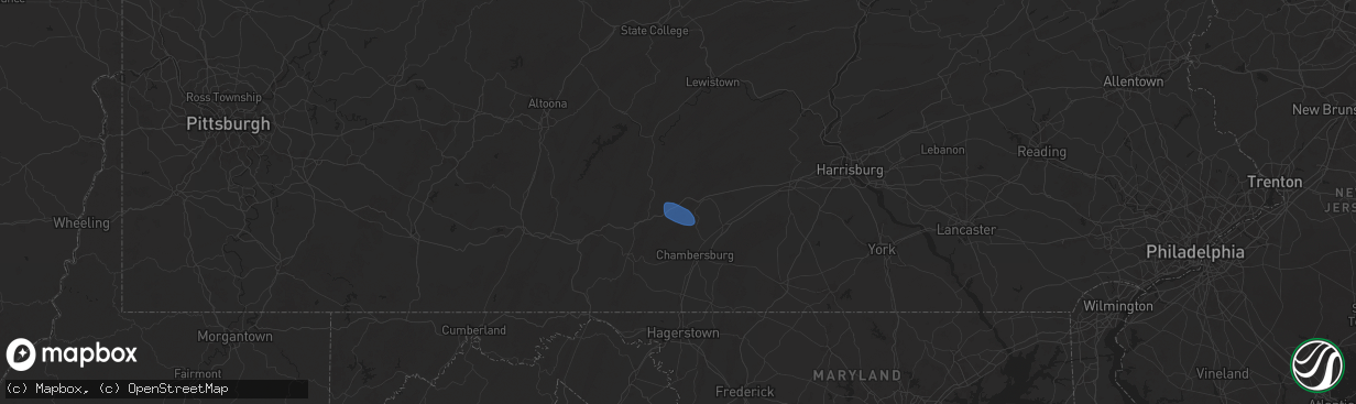 Hail map in Spring Run, PA on July 26, 2025