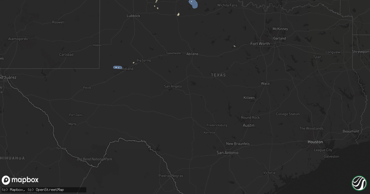 Hail map in Texas on July 26, 2025