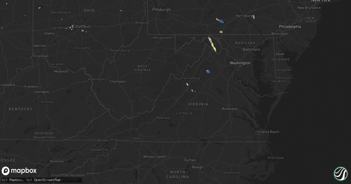 Hail map in Virginia on July 26, 2025