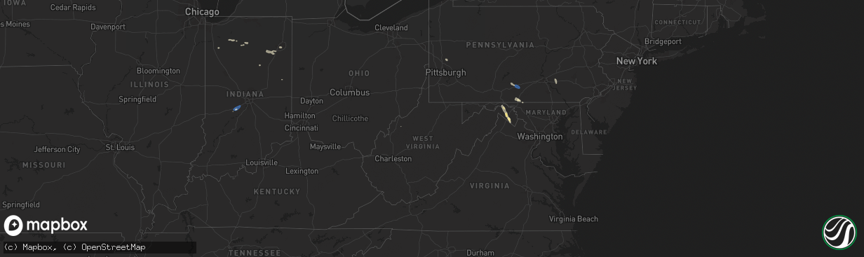 Hail map in West Virginia on July 26, 2025