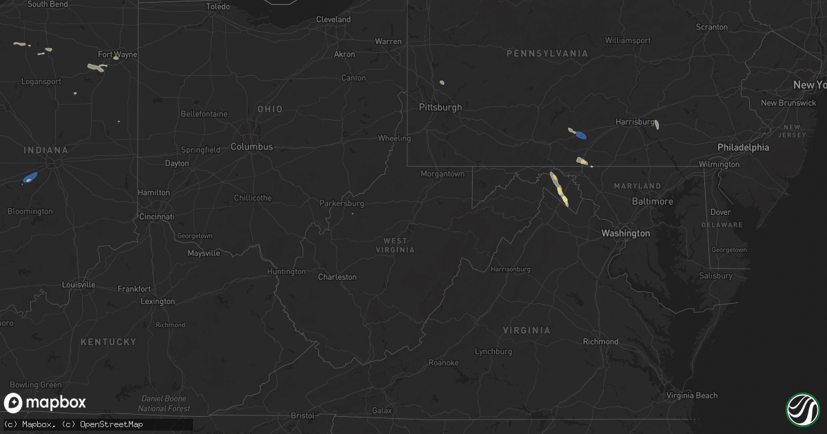 Hail map in West Virginia on July 26, 2025