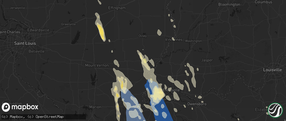 Hail map in Albion, IL on July 26, 2026