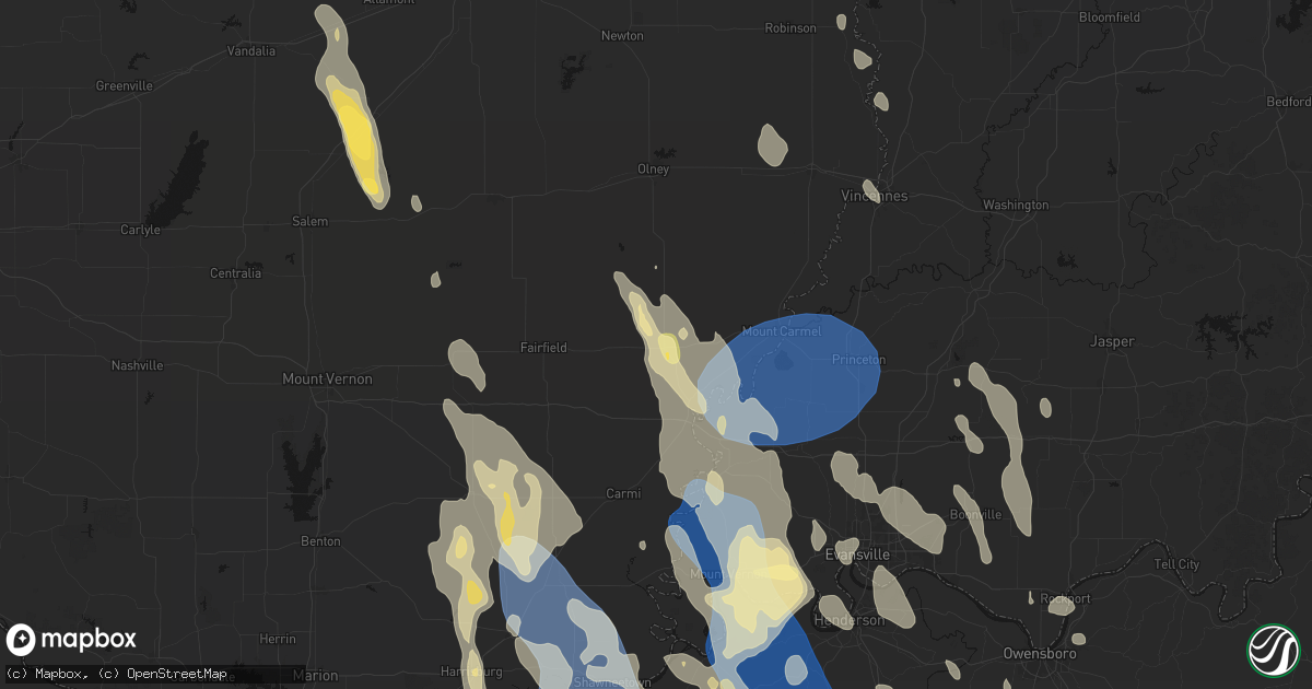 Hail map in Albion, IL on July 26, 2026