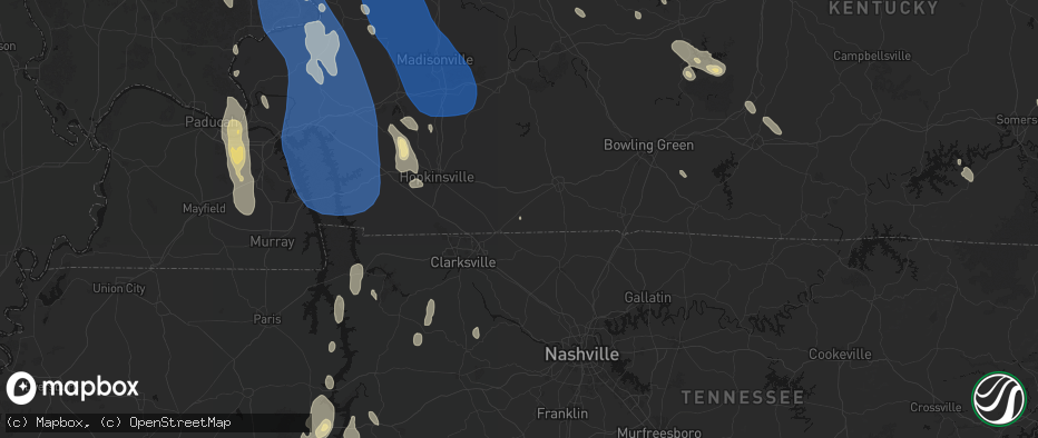 Hail map in Allensville, KY on July 26, 2026
