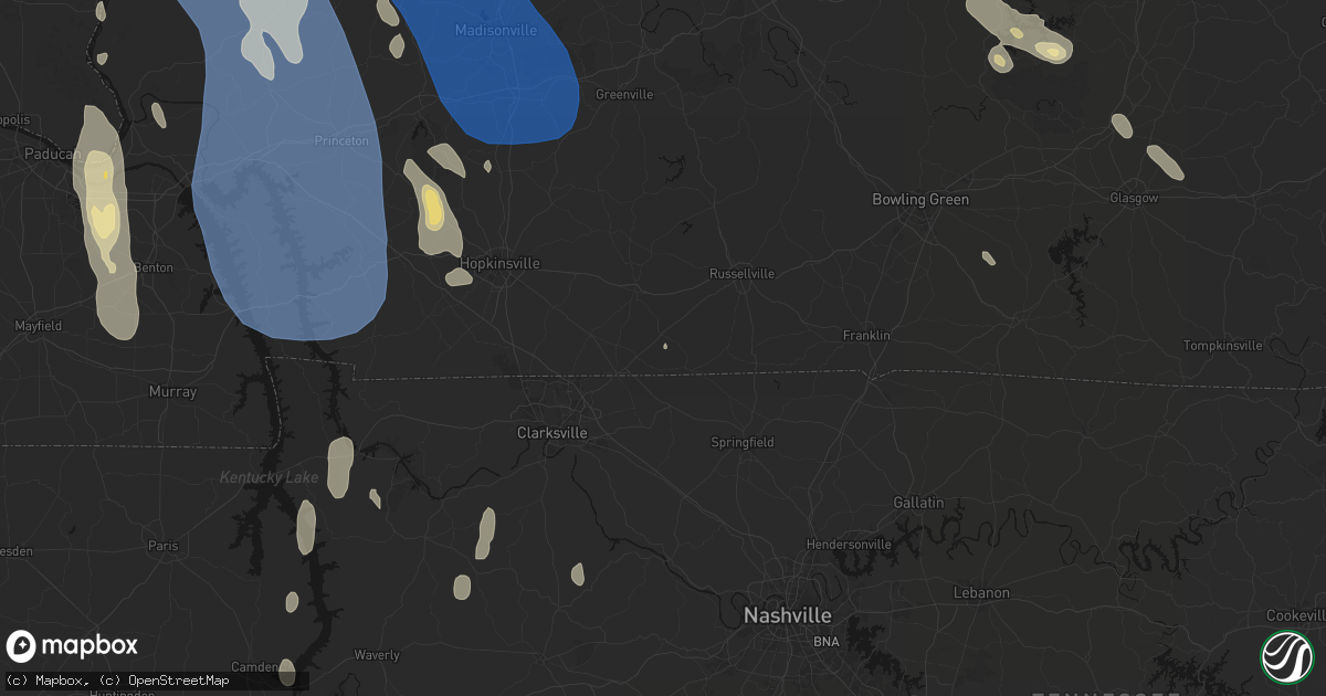 Hail map in Allensville, KY on July 26, 2026