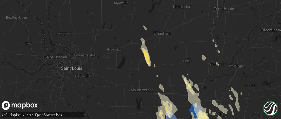 Hail map in Alma, IL on July 26, 2026
