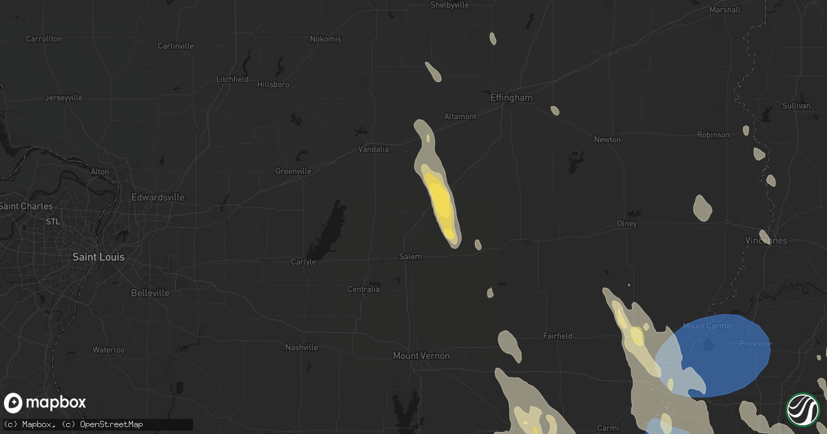 Hail map in Alma, IL on July 26, 2026