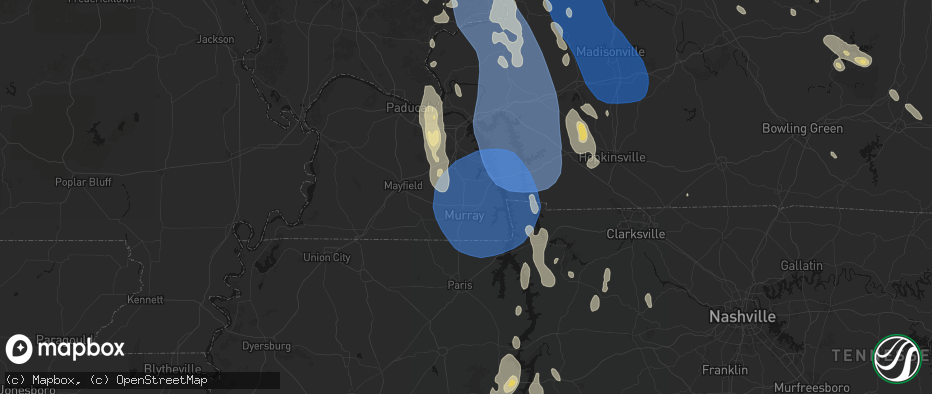 Hail map in Almo, KY on July 26, 2026