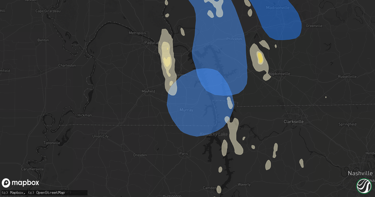 Hail map in Almo, KY on July 26, 2026