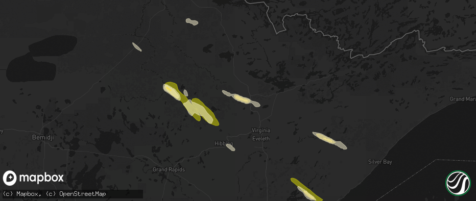 Hail map in Angora, MN on July 26, 2026