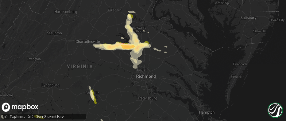 Hail map in Ashland, VA on July 26, 2026