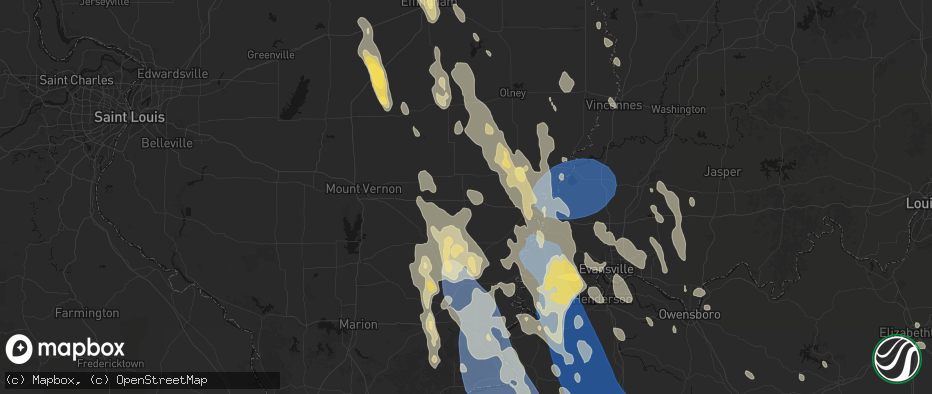 Hail map in Barnhill, IL on July 26, 2026