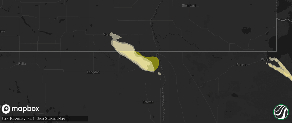 Hail map in Bathgate, ND on July 26, 2026
