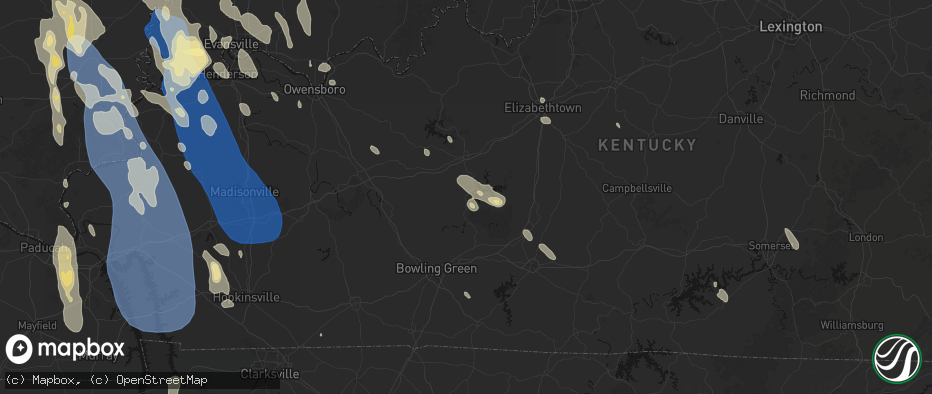 Hail map in Bee Spring, KY on July 26, 2026