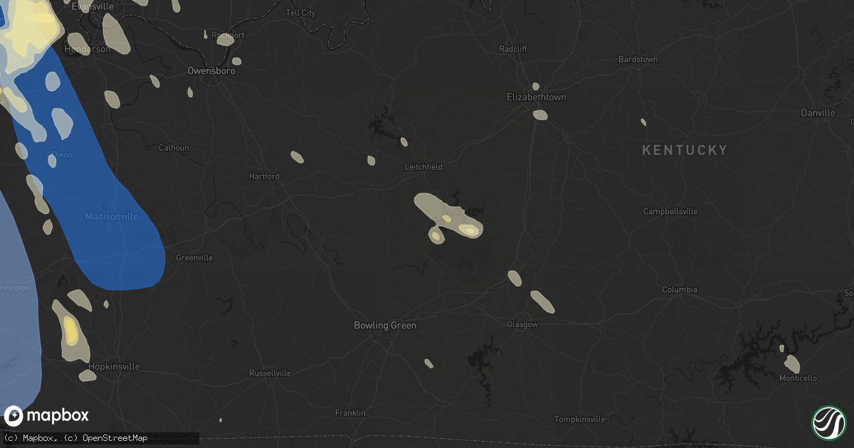 Hail map in Bee Spring, KY on July 26, 2026