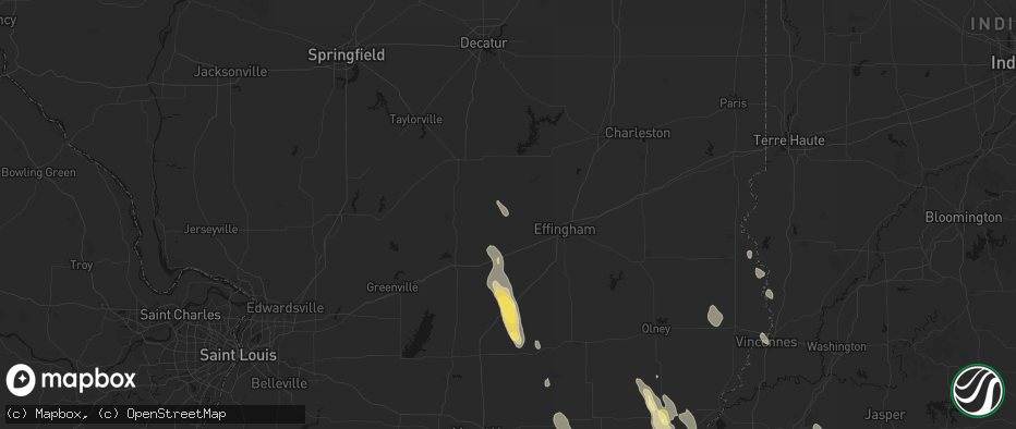 Hail map in Beecher City, IL on July 26, 2026