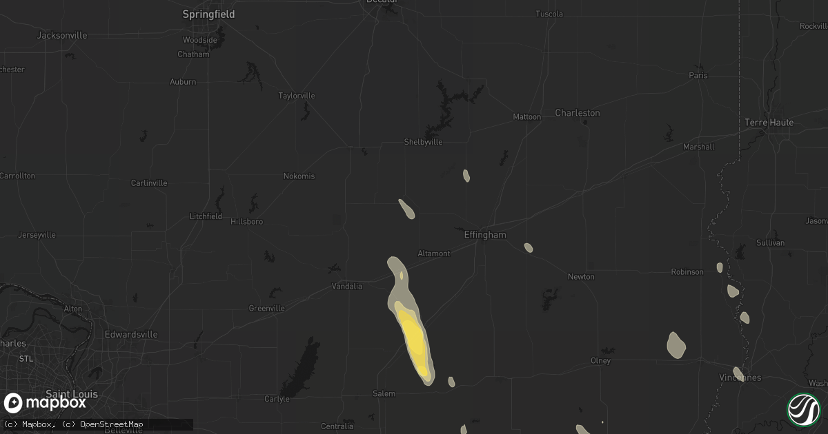 Hail map in Beecher City, IL on July 26, 2026