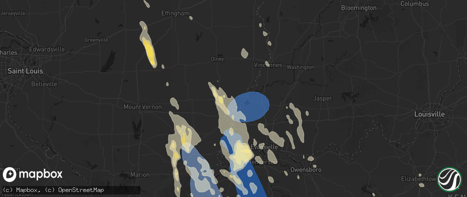 Hail map in Bellmont, IL on July 26, 2026